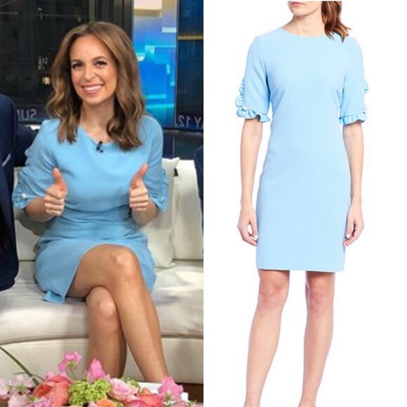 Karl Lagerfeld Ruffle Trim Pearl Button Crepe Shift dress Size 4 MSRP $118.00 - Picture 1 of 7